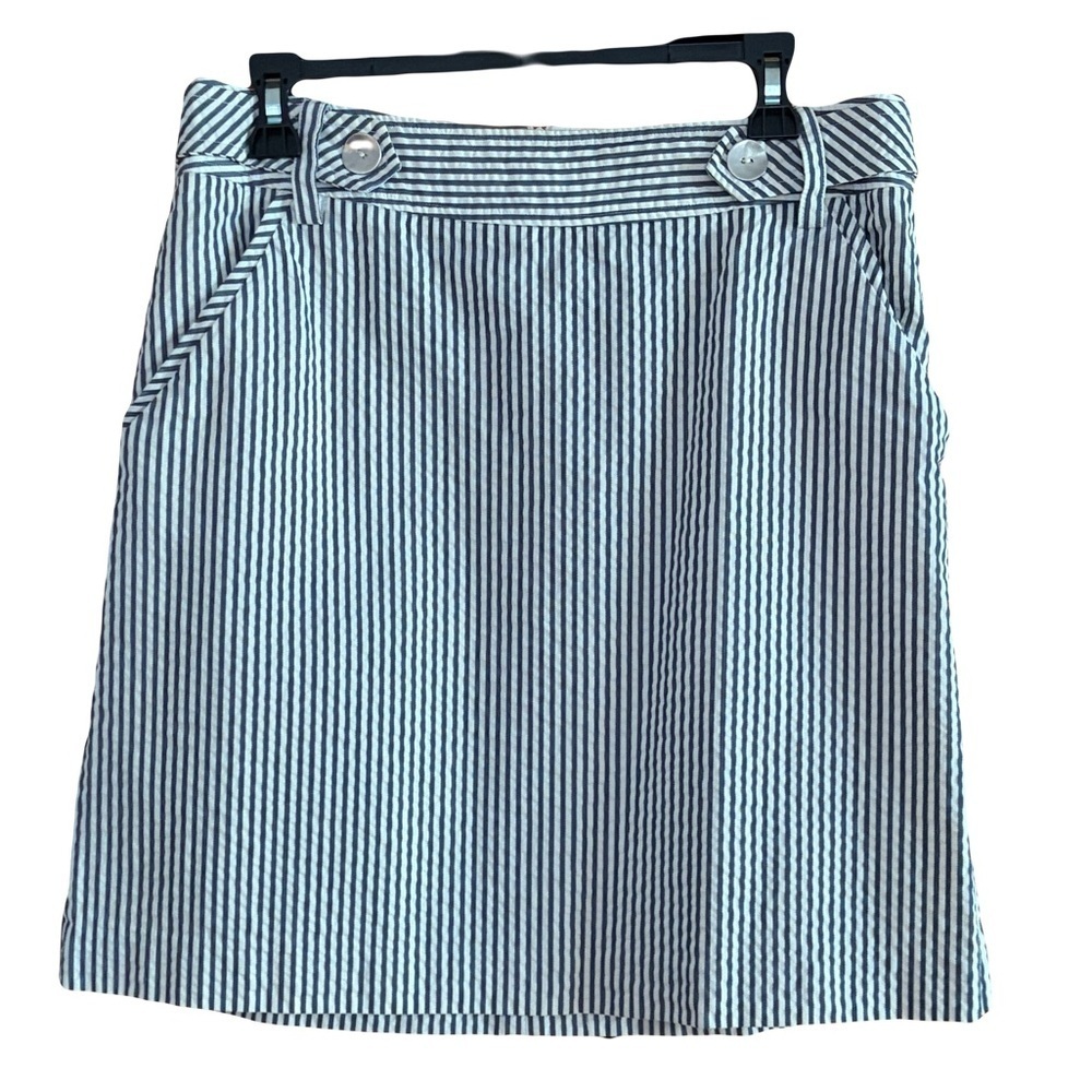 Elliott Lauren Navy & White Striped A-Line Skirt size 10